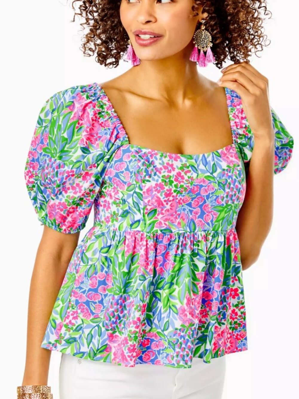 NWOT Lilly Pulitzer Kay Short Sleeve Cotton Top Multi a Cherry on Top Size 12